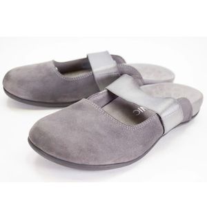 Vionic Laurel Womens US 9 Orthaheel Mary Jane Gray Suede Leather Mules Slip On